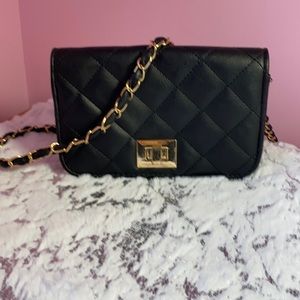 Classic Black Quilted Crossbody bag with Gold Chain